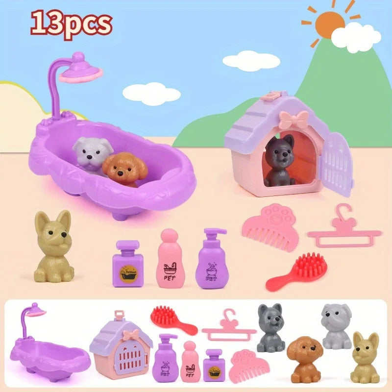 Puppy Care Playset | Cute Dog Pet Basket Toy Set for Kids