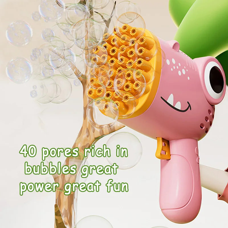 40-Hole Dinosaur Bubble Blaster | Automatic Bubble Gun for Kids