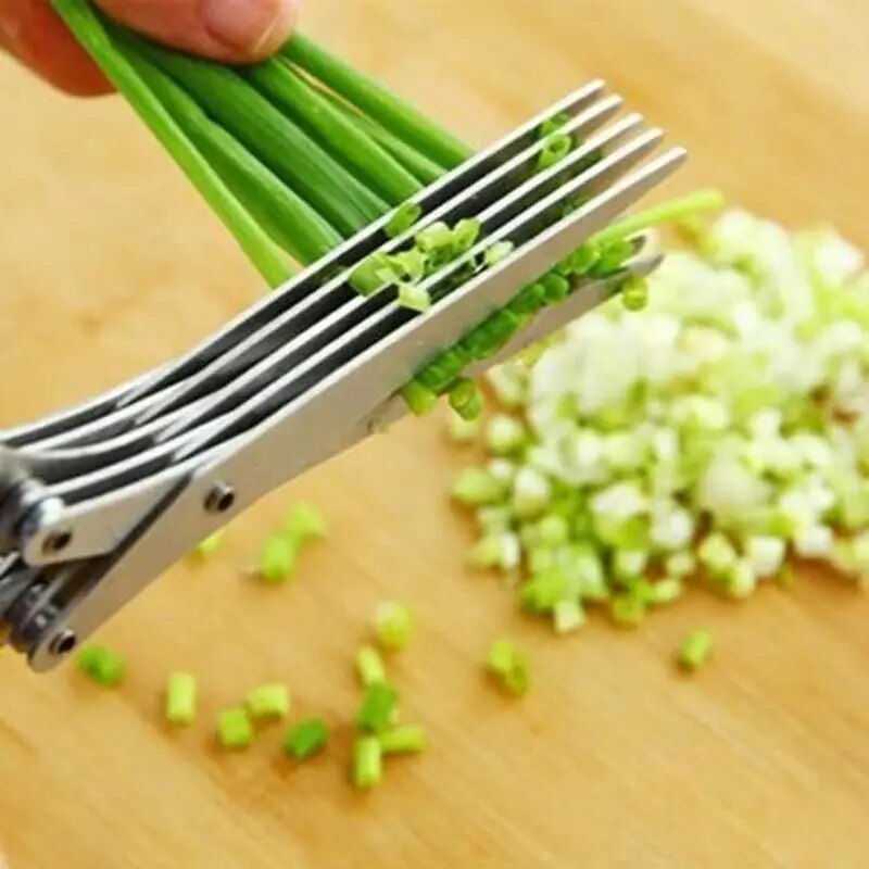 Stainless Steel Kitchen Scissors: Multi-Layered Vegetable Cutter For Cooking