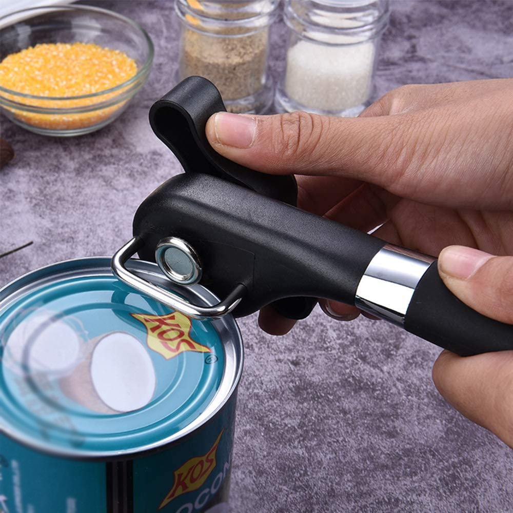 Stainless Steel Safe Cut Can Opener - Ergonomic Manual Handheld Smooth Edge Can Opener