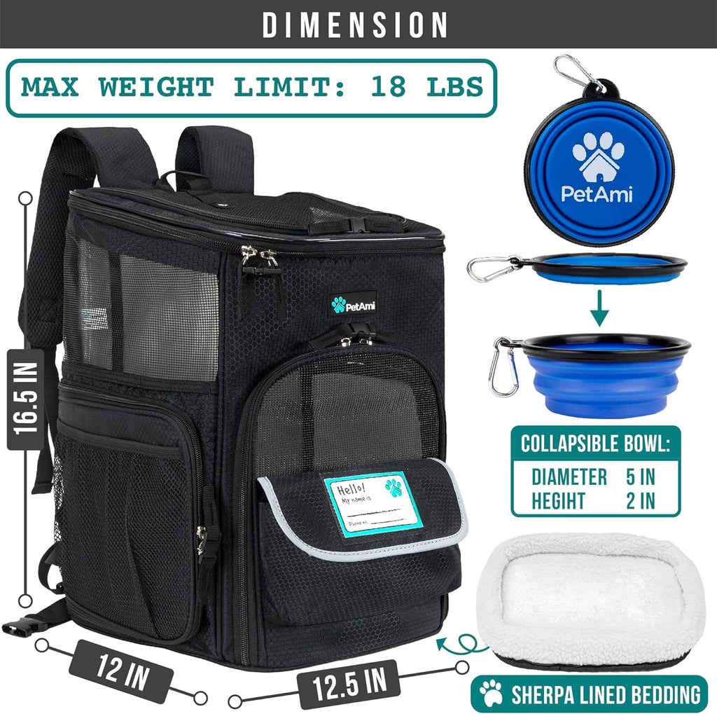 Pet Carrier Backpack Carrier, For Carrying Small Sized Pets, Suitable for both Cat & Dog, Ventilated Soft Sided for Travel, Hiking, Camping, Max 18 Lbs |Airlines Approved 