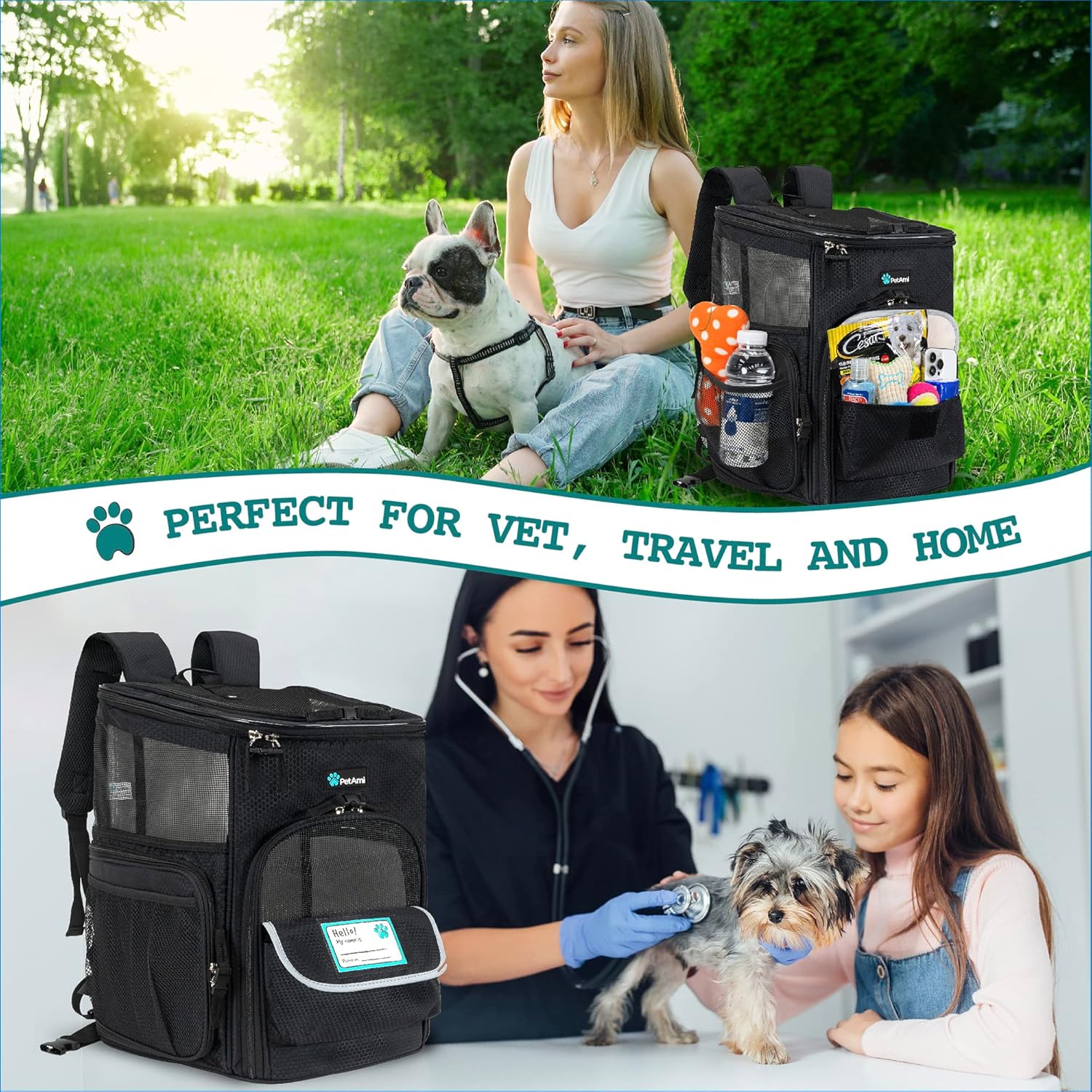 Pet Carrier Backpack Carrier, For Carrying Small Sized Pets, Suitable for both Cat & Dog, Ventilated Soft Sided for Travel, Hiking, Camping, Max 18 Lbs |Airlines Approved 