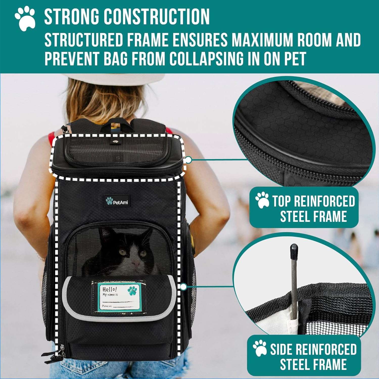 Pet Carrier Backpack Carrier, For Carrying Small Sized Pets, Suitable for both Cat & Dog, Ventilated Soft Sided for Travel, Hiking, Camping, Max 18 Lbs |Airlines Approved 