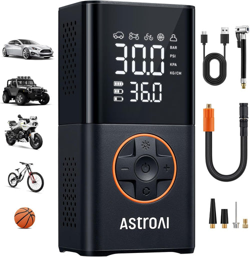 Cordless Tire Inflator Portable Air Compressor – 150 PSI Air Pump with Digital Dual Display, Pressure Gauge & LED Light, Mini Electric Tire Pump for Cars, Motorcycles, Bikes, Balls & More