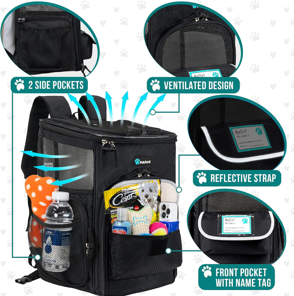 Pet Carrier Backpack Carrier, For Carrying Small Sized Pets, Suitable for both Cat & Dog, Ventilated Soft Sided for Travel, Hiking, Camping, Max 18 Lbs |Airlines Approved 