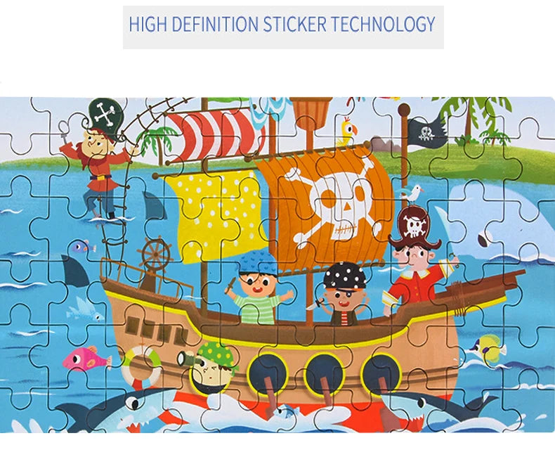 60-Piece Wooden Jigsaw Puzzle for Kids | Montessori Educational Learning Toy