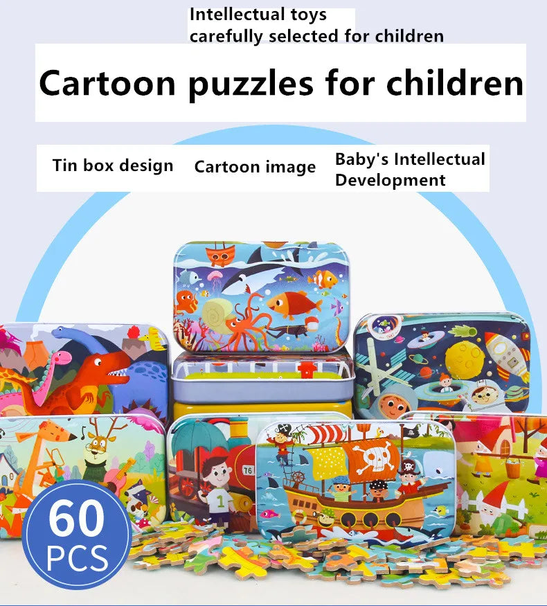 60-Piece Wooden Jigsaw Puzzle for Kids | Montessori Educational Learning Toy