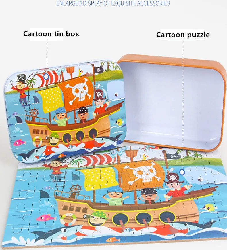 60-Piece Wooden Jigsaw Puzzle for Kids | Montessori Educational Learning Toy