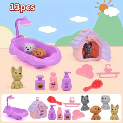 Puppy Care Playset | Cute Dog Pet Basket Toy Set for Kids