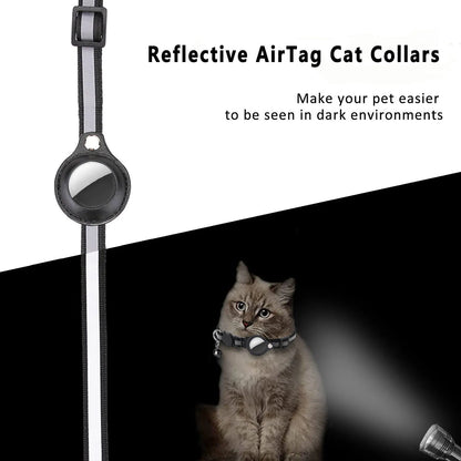 Reflective Cat Collar with AirTag Holder | Adjustable Breakaway GPS Pet Collar