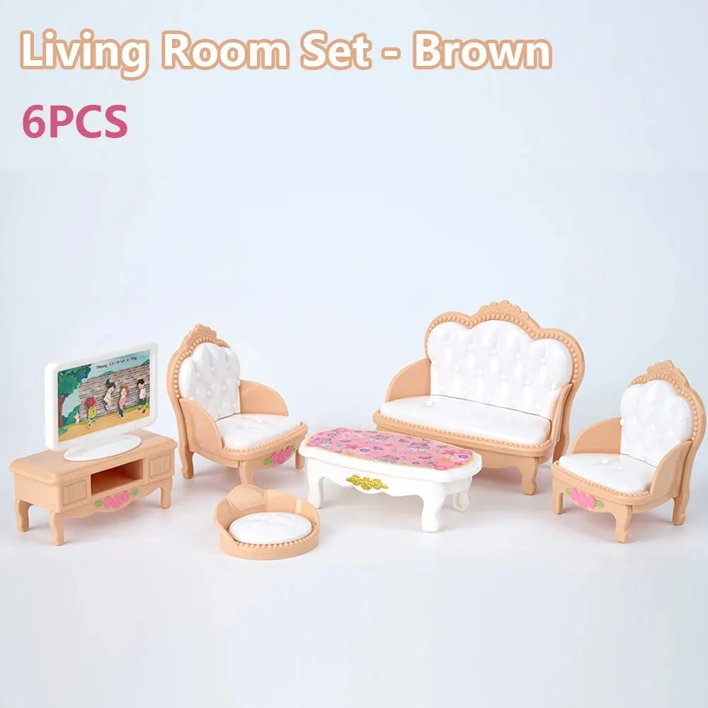 Miniature Dollhouse Furniture Set | 10-Piece Pretend Play Accessories for Kids