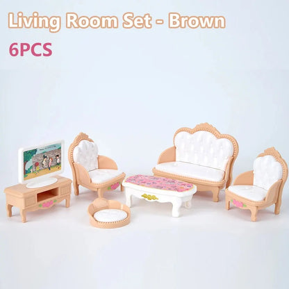 Miniature Dollhouse Furniture Set | 10-Piece Pretend Play Accessories for Kids