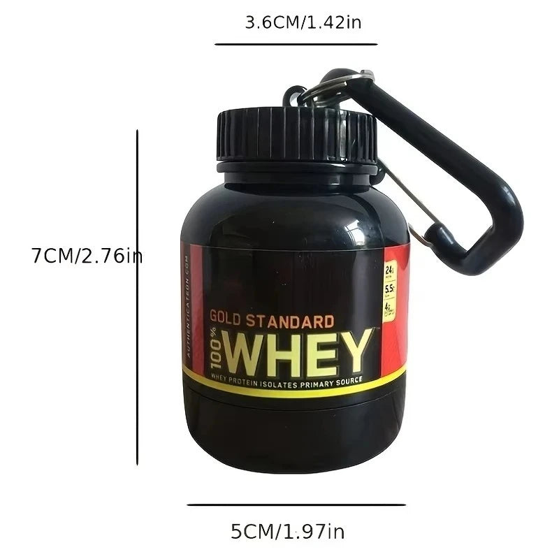 Portable Protein Powder Storage Bottle | Mini Keychain Supplement Container