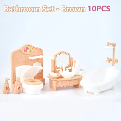 Miniature Dollhouse Furniture Set | 10-Piece Pretend Play Accessories for Kids