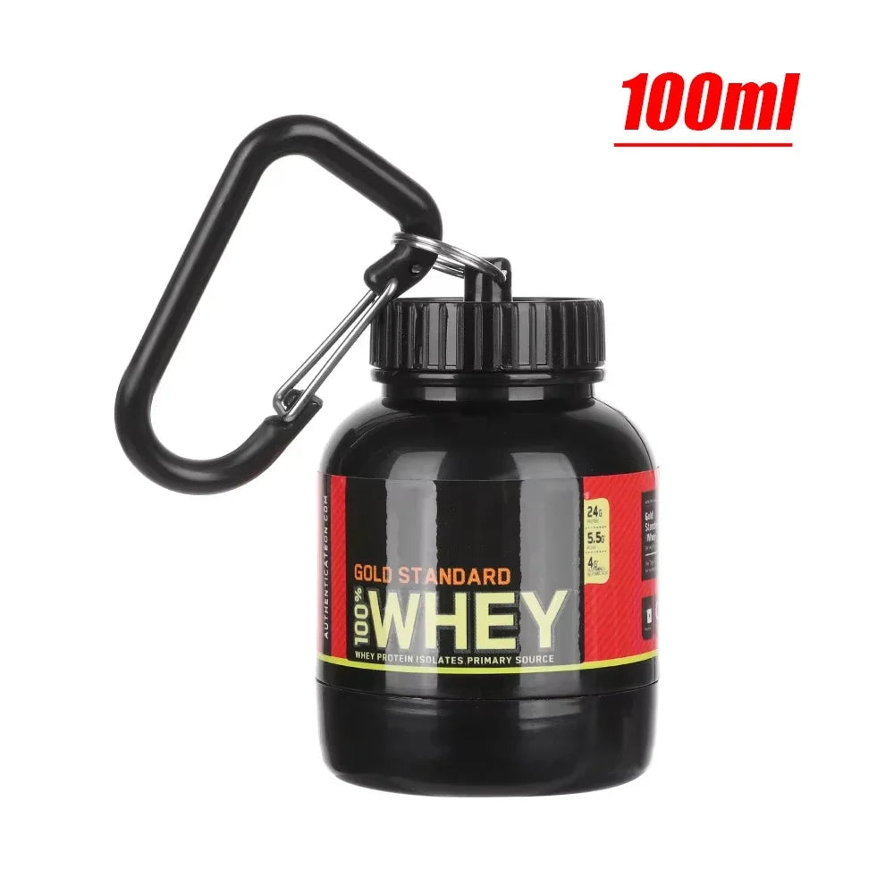 Portable Protein Powder Storage Bottle | Mini Keychain Supplement Container