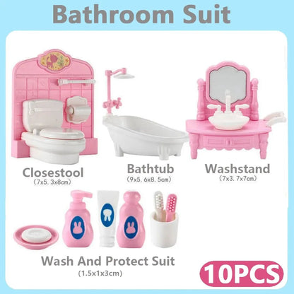 Miniature Dollhouse Furniture Set | 10-Piece Pretend Play Accessories for Kids