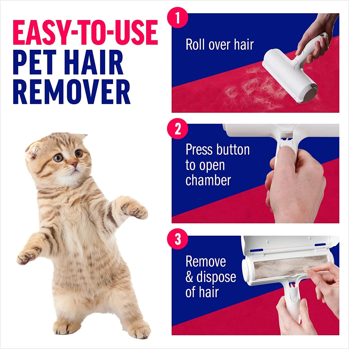 Self-Cleaning Pet Hair Remover Roller | Reusable Lint Remover for Dog & Cat Fur