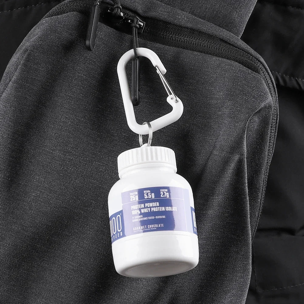 Portable Protein Powder Storage Bottle | Mini Keychain Supplement Container