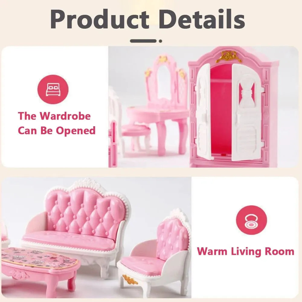 Miniature Dollhouse Furniture Set | 10-Piece Pretend Play Accessories for Kids