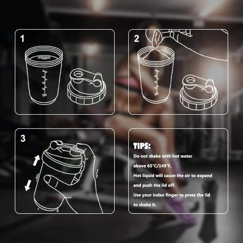 3-Layer Protein Shaker Bottle | 500ml Mixing Cup with Supplement Storage