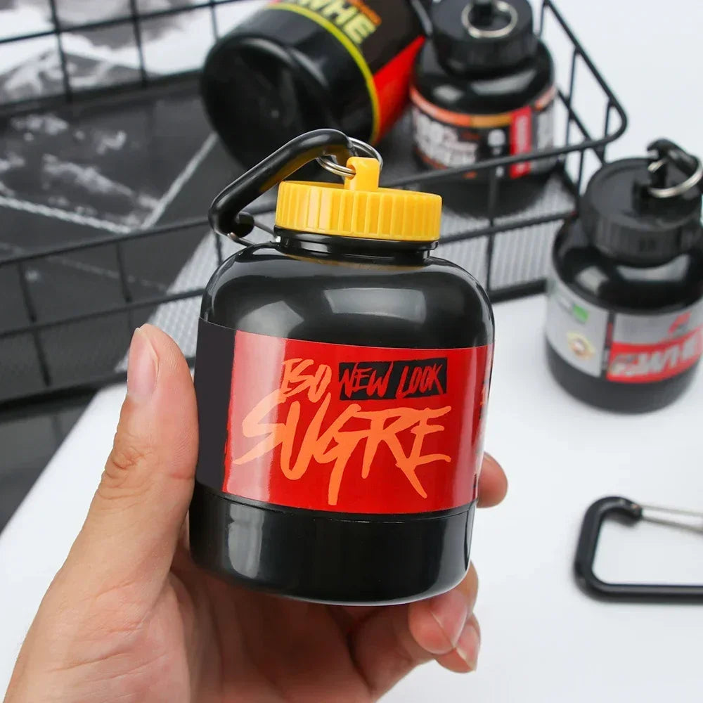 Portable Protein Powder Storage Bottle | Mini Keychain Supplement Container