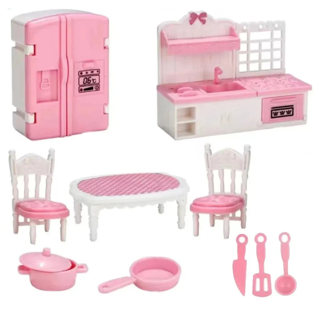 Miniature Dollhouse Furniture Set | 10-Piece Pretend Play Accessories for Kids