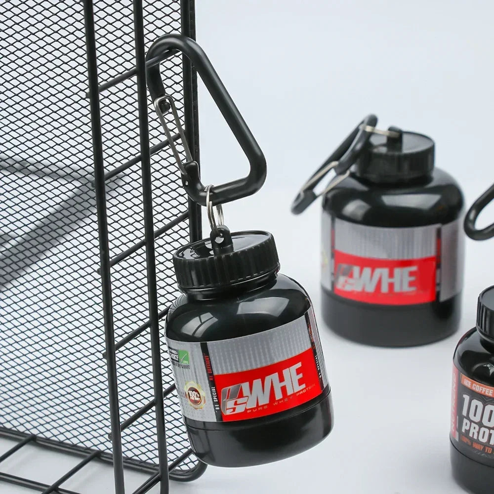 Portable Protein Powder Storage Bottle | Mini Keychain Supplement Container