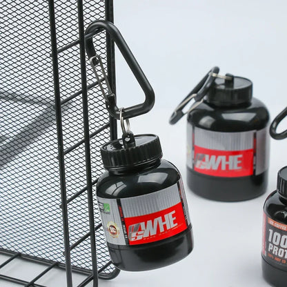 Portable Protein Powder Storage Bottle | Mini Keychain Supplement Container