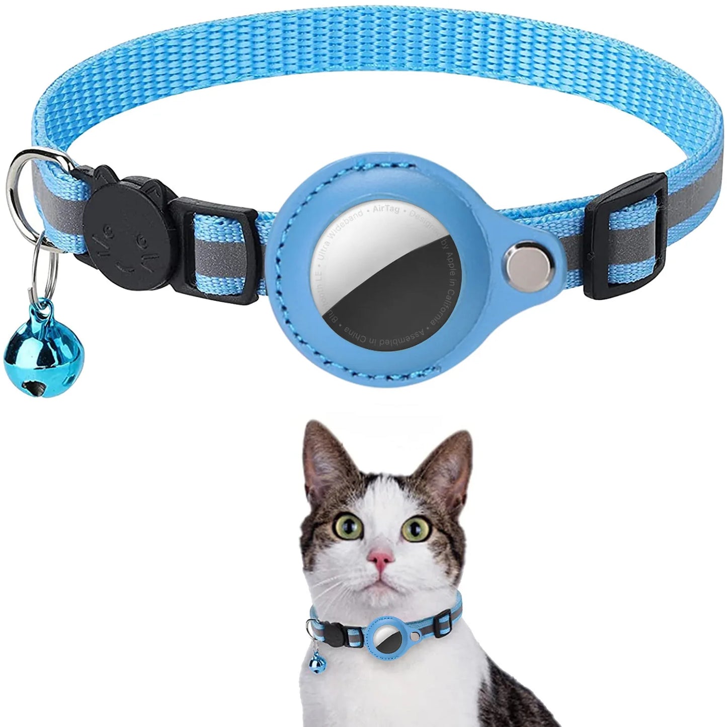 Reflective Cat Collar with AirTag Holder | Adjustable Breakaway GPS Pet Collar