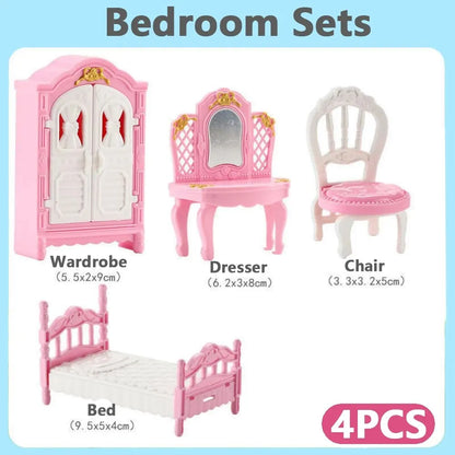 Miniature Dollhouse Furniture Set | 10-Piece Pretend Play Accessories for Kids