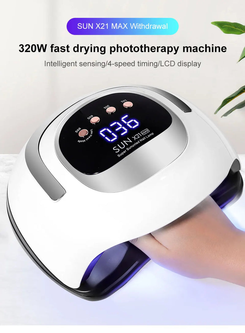 SUN X21 Max 320W UV LED Nail Lamp | Professional Gel Nail Dryer with LCD Display