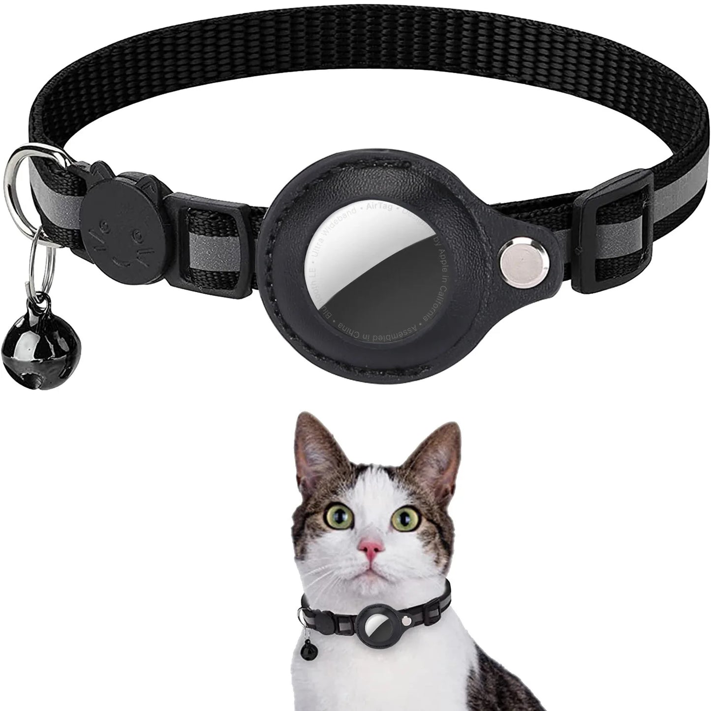 Reflective Cat Collar with AirTag Holder | Adjustable Breakaway GPS Pet Collar
