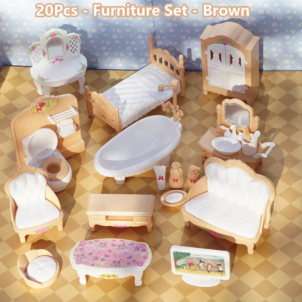 Miniature Dollhouse Furniture Set | 10-Piece Pretend Play Accessories for Kids