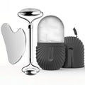 Ice Face Roller Facial Skincare Ice Roller Set, Stainless Steel Facial Roller Gua Sha Face Tool Face Massage Roller Mold Cube