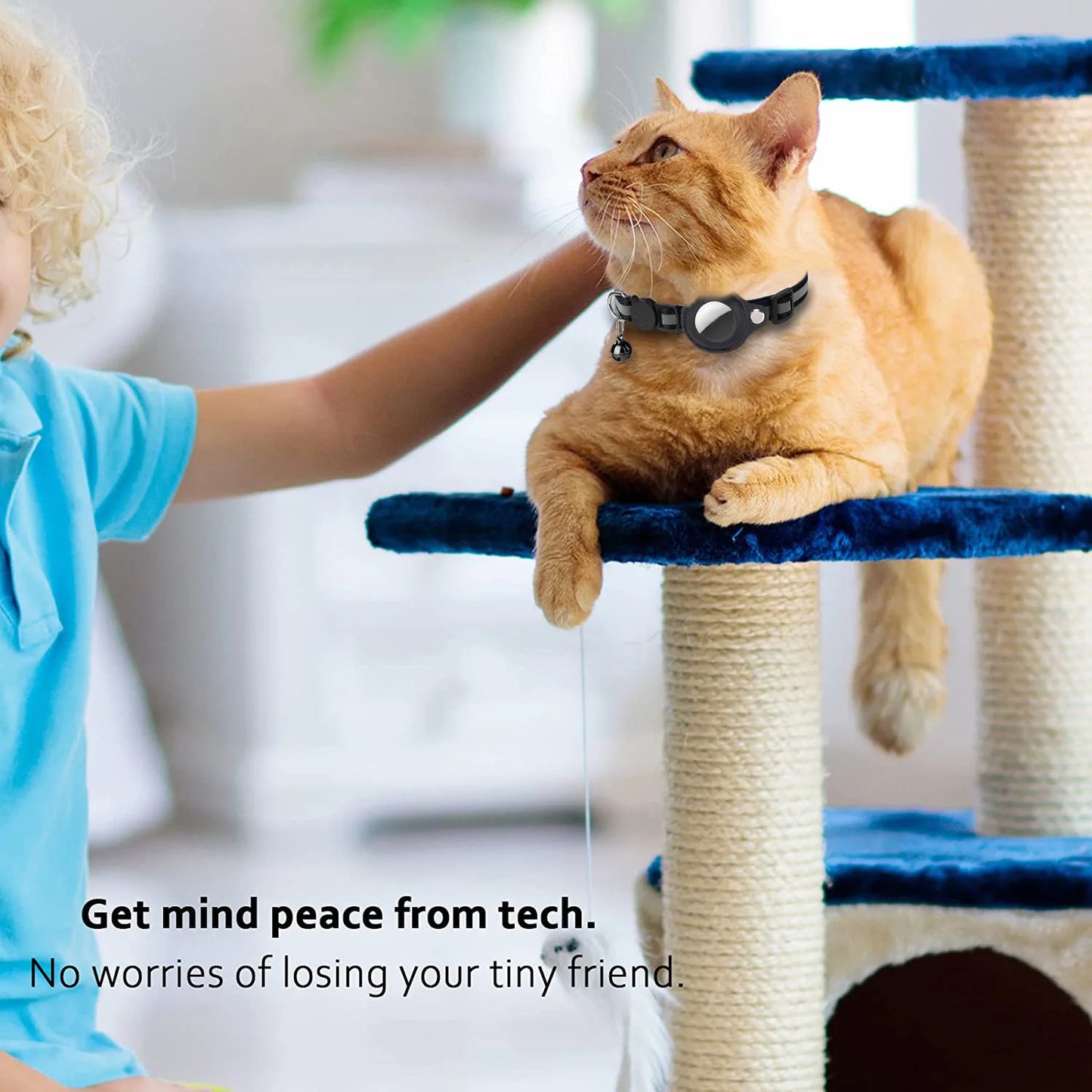 Reflective Cat Collar with AirTag Holder | Adjustable Breakaway GPS Pet Collar