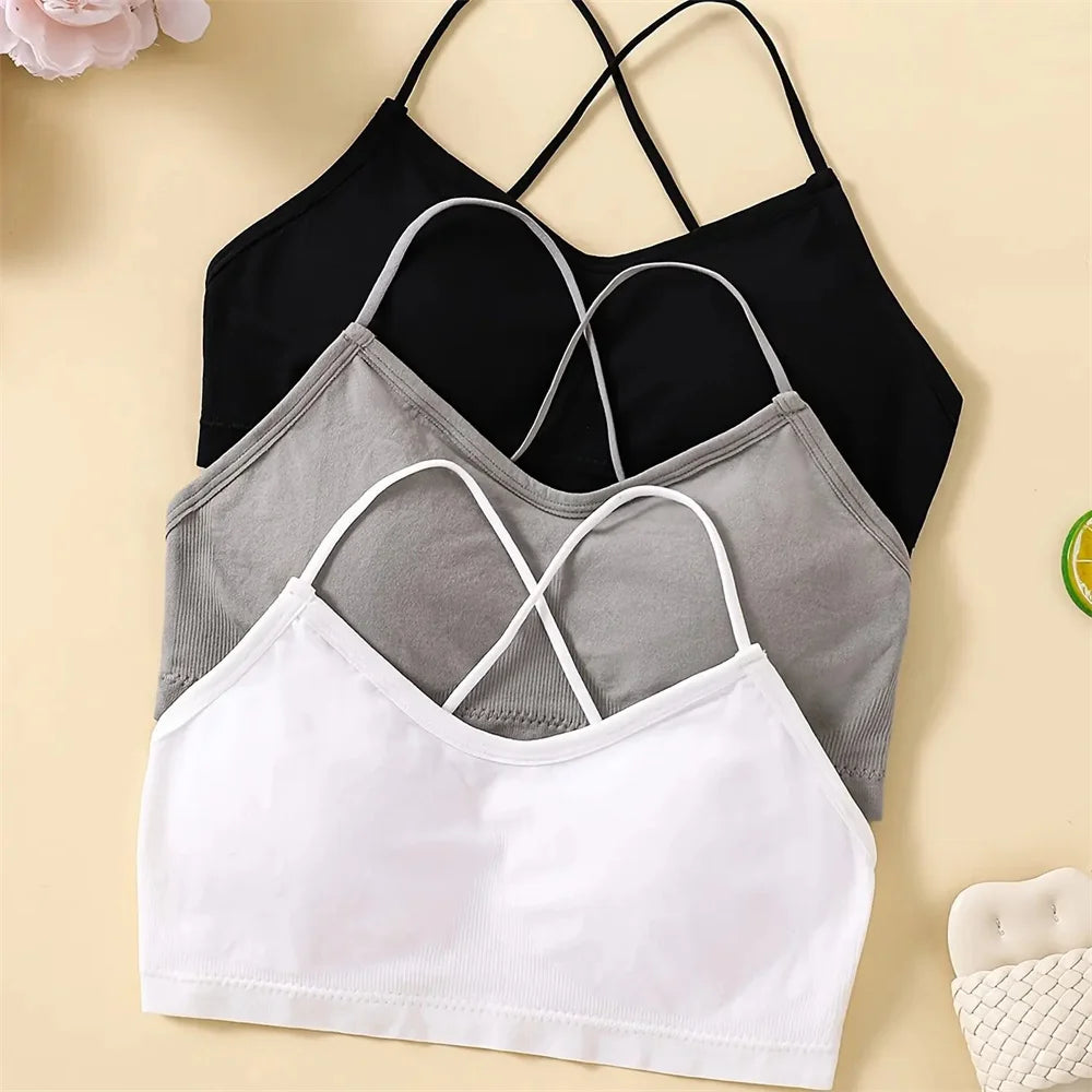 3-Pack Seamless Sports Bras for Women | Cross-Back Yoga & Fitness Bralette Set
