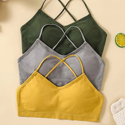 3-Pack Seamless Sports Bras for Women | Cross-Back Yoga & Fitness Bralette Set