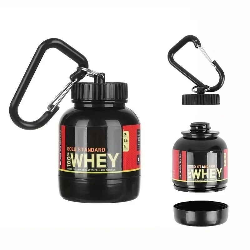 Portable Protein Powder Storage Bottle | Mini Keychain Supplement Container