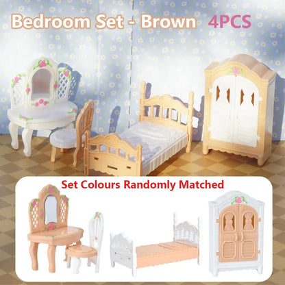 Miniature Dollhouse Furniture Set | 10-Piece Pretend Play Accessories for Kids