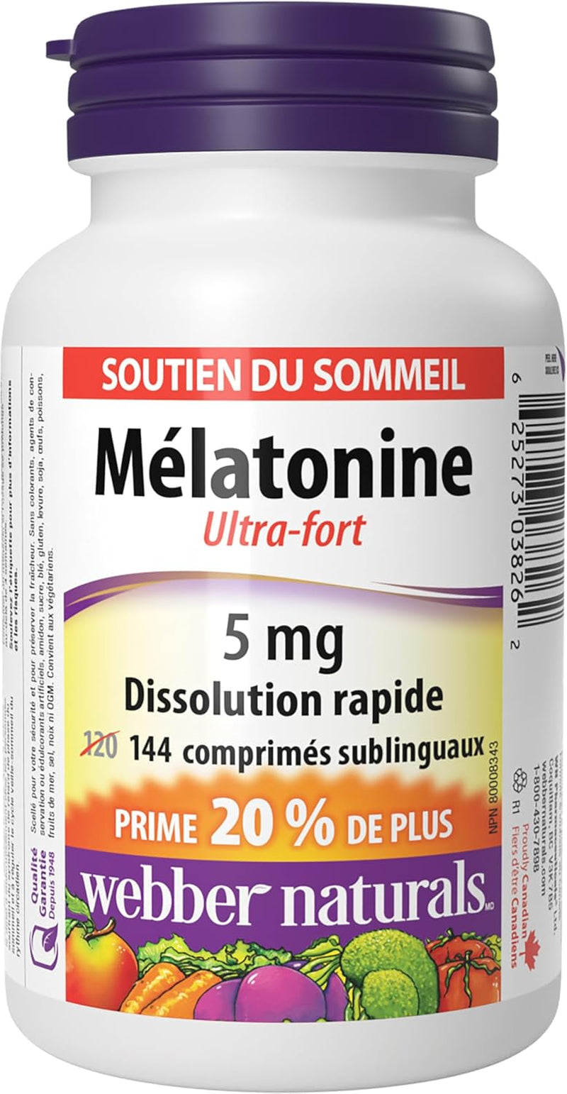Melatonin 5mg Extra Strength Quick Dissolve Tablets – Fast-Dissolving Sleep Support Supplement, Natural Berry Flavor, 144 Tablets