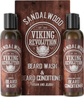 Beard Wash & Conditioner Set for Men with Argan & Jojoba Oil – Sandalwood Beard Shampoo and Conditioner, Softens, Strengthens & Moisturizes Dry Beards, 150ml x 2