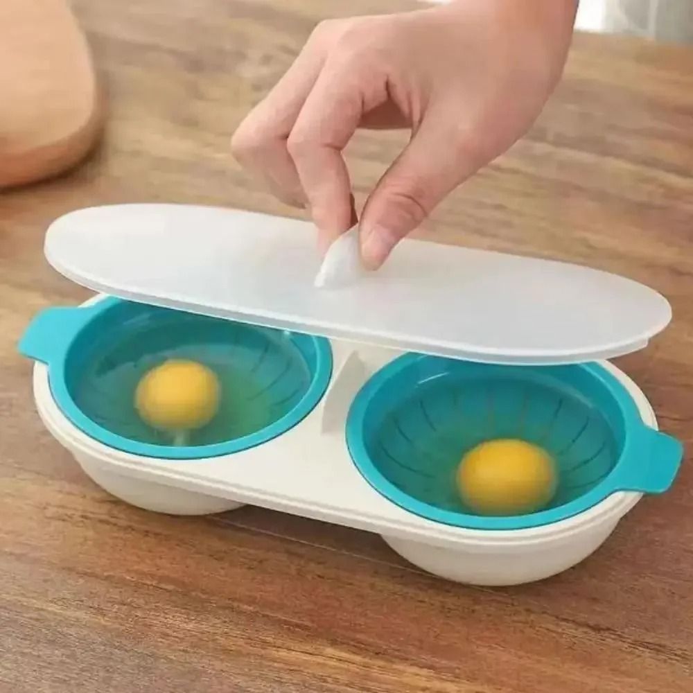 Microwave Eggs Poacher - Double-Cup Egg Boiler Kitchen Gadget | Hot Spring Egg Mold & Clear Water Lotus Egg Maker